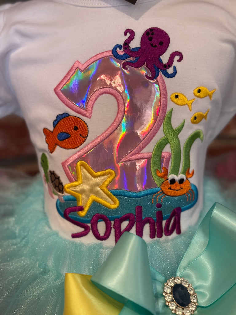 under the sea birthday dress Mermaid Tutu Dress: Purple & Aqua Sparkly Sea Party Gown