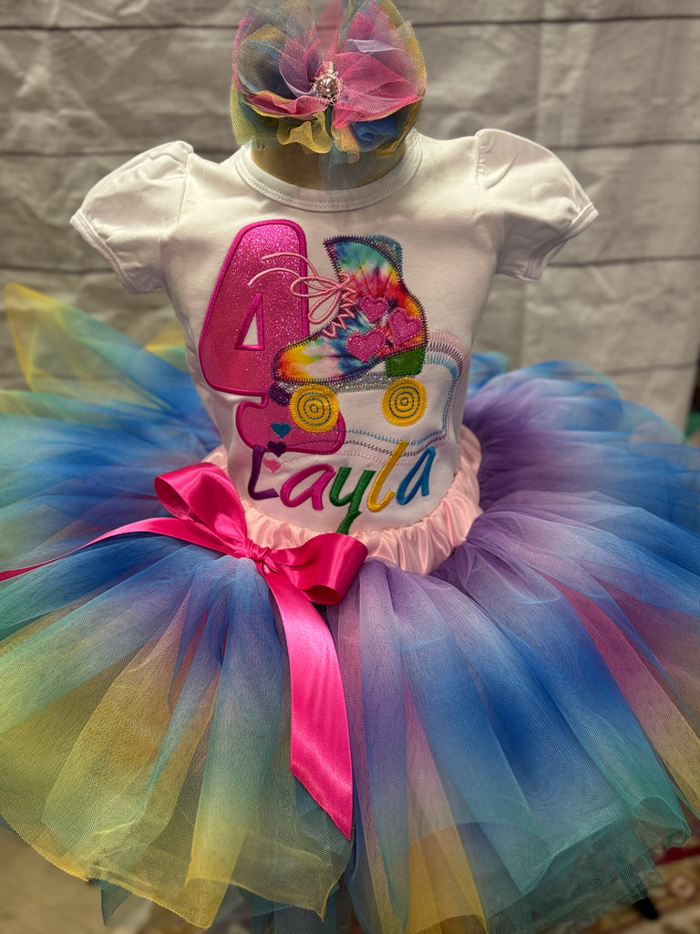 Rainbow Skate theme Birthday shirt, Rainbow Tutu Set 2T / Shirt Only Rainbow Skate theme Birthday shirt, Rainbow Tutu Set 2T / Shirt Only