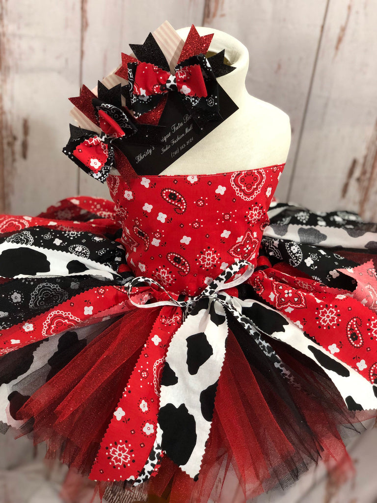 Cowgirl Tutu Dress,Red Black and white Country Western Cowgirl