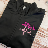 Personalized Nurse Full Zippered Jacket Sweatshirt | Personalized Nurse Polyester Jacket|Personalized Ladies Nurse/Doctor Heart Steth