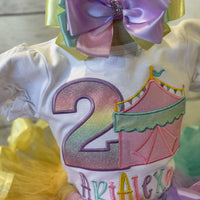 Pastel Circus Theme Birthday Tutu Outfit, Carnival Tutu Outfit, Carnival Shirt, Circus Birthday Outfit