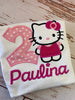 Kitty Birthday Outfit, Custom Kitty embroidery shirt, Kitty Birthday Dress