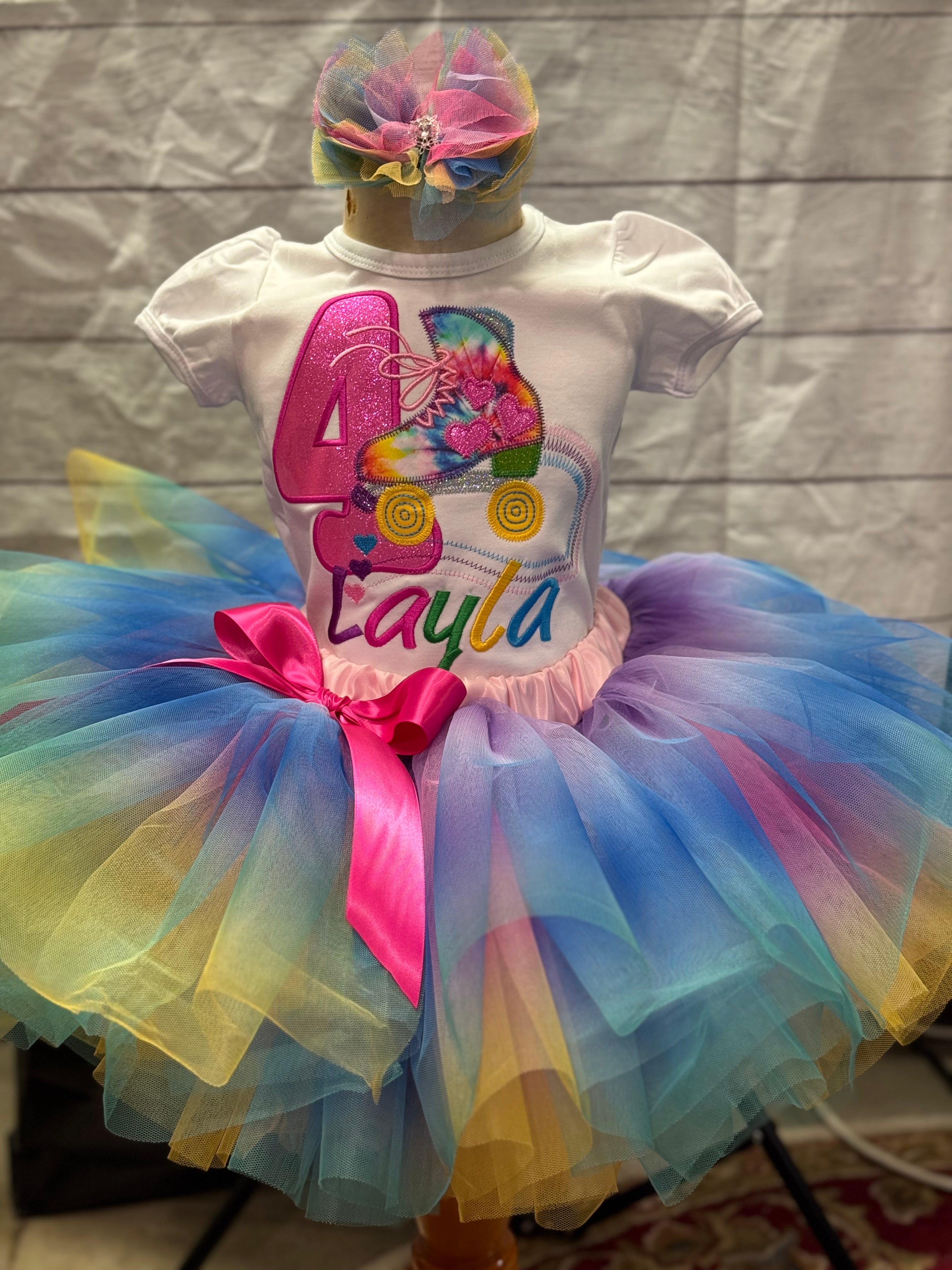 Toddler Girl Birthday Outfit - 2-Piece Set With Embroidered T-Shirt & Tutu Skirt For Ages 2-7 (Pink, Sizes 2T-6T)