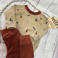 Sweat Suit,Organic Baby Clothes, Woodland Bear Romper, Organic Baby Romper