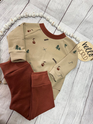 Sweat Suit,Organic Baby Clothes, Woodland Bear Romper, Organic Baby Romper