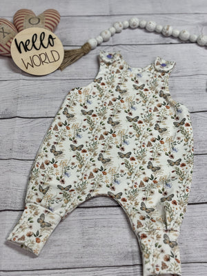 Organic Baby Clothes, Woodland Butterflies Romper, Organic Baby Romper