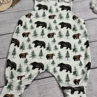Organic Baby Clothes, Woodland Bear Romper, Organic Baby Romper
