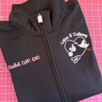 Nurse Full Zippered Jacket Sweatshirt | Labor and Delivery|Personalized Nurse Polyester Jacket|Personalized Ladies Nurse/Doctor Labor and Delivery Jacket