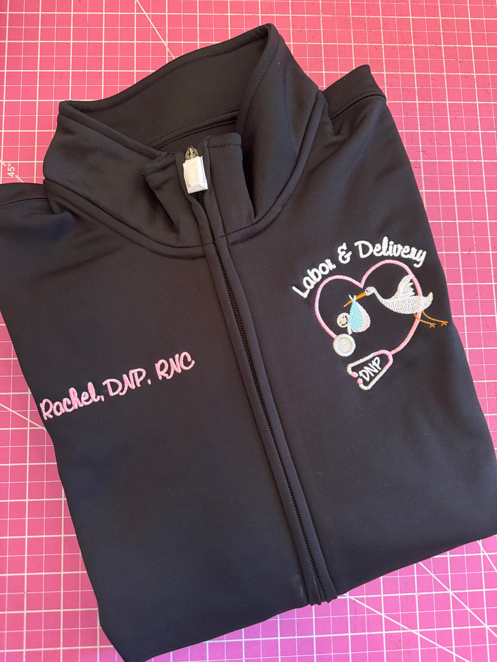 Nurse Full Zippered Jacket Sweatshirt | Labor and Delivery|Personalized Nurse Polyester Jacket|Personalized Ladies Nurse/Doctor Labor and Delivery Jacket