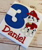 Camisa de cumpleaños de Paw Patrol Marshall, camisa de cumpleaños de superhéroe, camisa bordada de perro rojo, camisa de número de Paw Patrol