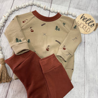 Sweat Suit,Organic Baby Clothes, Woodland Bear Romper, Organic Baby Romper