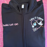 Nurse Full Zippered Jacket Sweatshirt | Labor and Delivery|Personalized Nurse Polyester Jacket|Personalized Ladies Nurse/Doctor Labor and Delivery Jacket