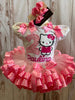 Kitty Birthday Outfit, Custom Kitty embroidery shirt, Kitty Birthday Dress