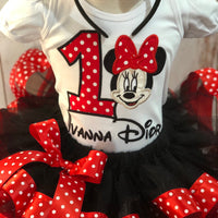 Classic Red and Black Miss mouse theme polka dot birthday outfit