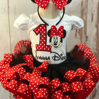 Classic Red and Black Miss mouse theme polka dot birthday outfit