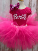 Barbie tema cinta tutú, camisa de cumpleaños de bordado de Barbie, traje de cumpleaños de Barbie, vestido de tutú de Barbie, cumpleaños princesa Barbie