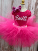 Barbie Hot Pink theme Tutu,Barbie Embroidery Birthday Shirt, Barbie birthday outfit,Barbie tutu dress,Birthday Princess Barbie
