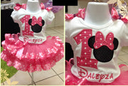 Minnie Mouse Pink Birthday Tutu Outfit,Minnie Mouse Ribbon Tutu,Minnie Mouse Dress