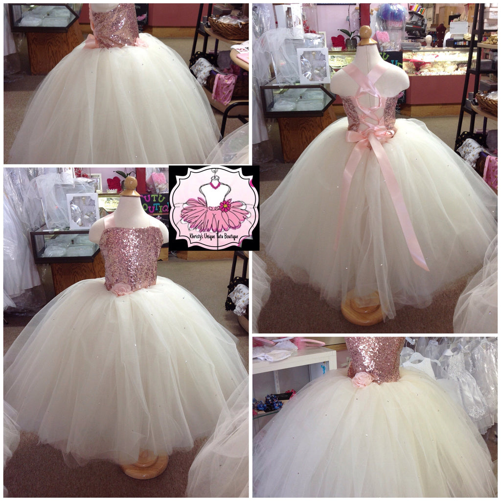 Rose Gold Ivory Flower Girl Dress,Ivory Tulle Dress, Wedding Flower Girl Dresses, Rustic Girl Dress,vintage dress 8 / Tea/Calf Length Rose Gold Ivory Flower Girl Dress,Ivory Tulle Dress, Wedding Flower Girl Dresses, Rustic Girl Dress,vintage dress 8 / Tea/Calf Length