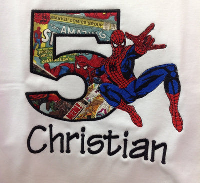 Spiderman Birthday Shirt personalized with name and age, embroidered | Boy Spider-man Shirt, Spider man Boy Birthday T-Shirt