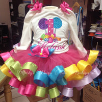 Candy theme ,Ribbon Tutu, Rainbow Candyland Birthday Tutu Outfit Shirt Tutu Outfit (any age) Lollipop Candy Land
