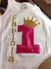 Crown birthday Tutu, Crown Embroidery Birthday Shirt, 1st Birthday outfit,hot pink and gold birthday outfit
