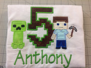 Mindcraft Birthday Shirt,Steve Birthday Shirt,Video Game Birthday Shirt, Boy's Birthday shirt, Computer Game Shirt, Video Game shirt