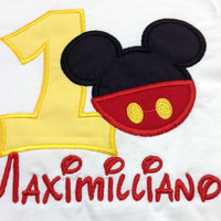 Camiseta de cumpleaños de Mickey Mouse/camisa de cumpleaños de niños/Mickey Mouse/camisa de cumpleaños/niños 1ª 2ª 3ª camisa de cumpleaños/camisa de bordado de Mickey Mouse