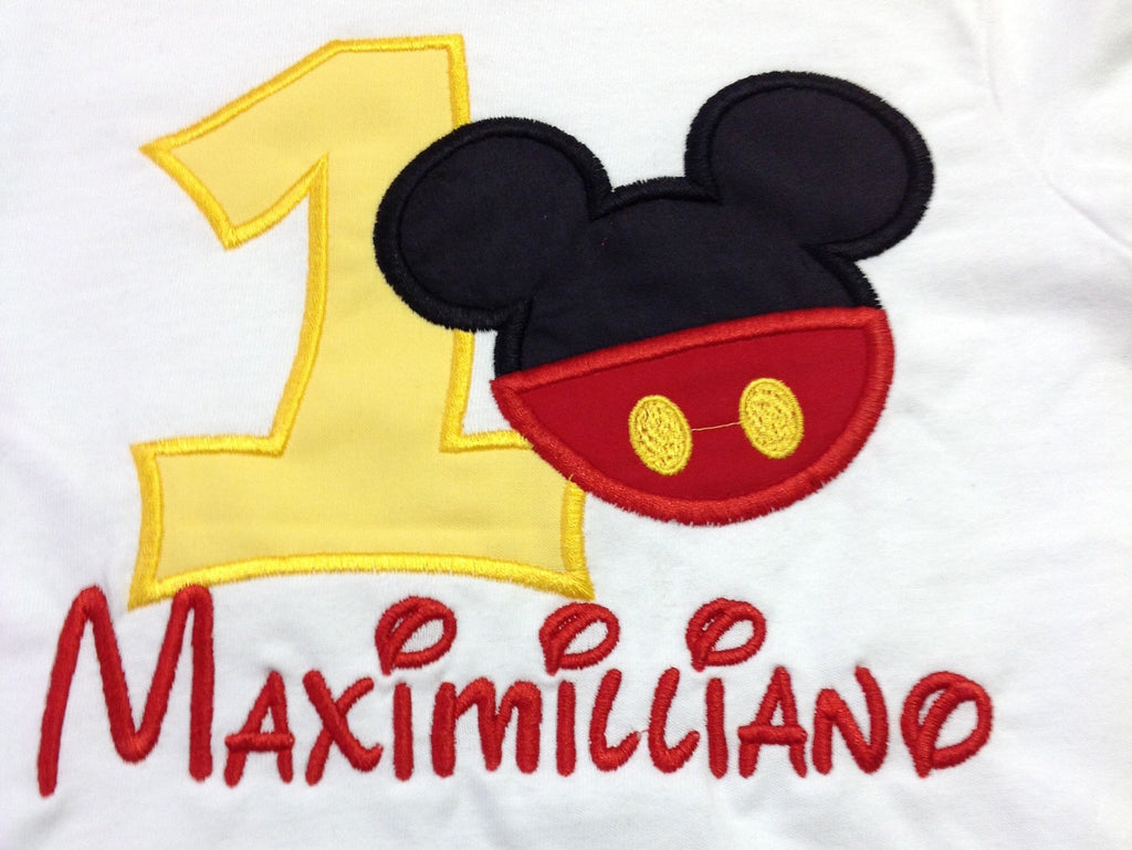Camiseta de cumpleaños de Mickey Mouse/camisa de cumpleaños de niños/Mickey Mouse/camisa de cumpleaños/niños 1ª 2ª 3ª camisa de cumpleaños/camisa de bordado de Mickey Mouse