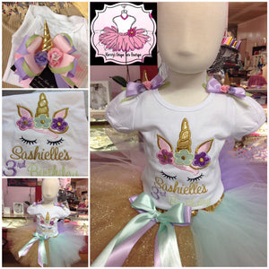 Traje de cumpleaños de unicornio mono de unicornio traje de unicornio de primer cumpleaños traje de cumpleaños de niña bebé conjunto de tutú de unicornio de 1er cumpleaños camisa de unicornio