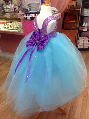 Mermaid Theme Flower Girl Dress,Purple and Aqua Birthday Dress,Ariel Dress,Little Mermaid Dress,1st birthday outfit,Tutu Dress,Ariel Cosplay