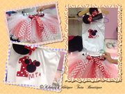 Minnie Mouse Tutu, Custom Embroidery Birthday Shirt, Birthday outfit
