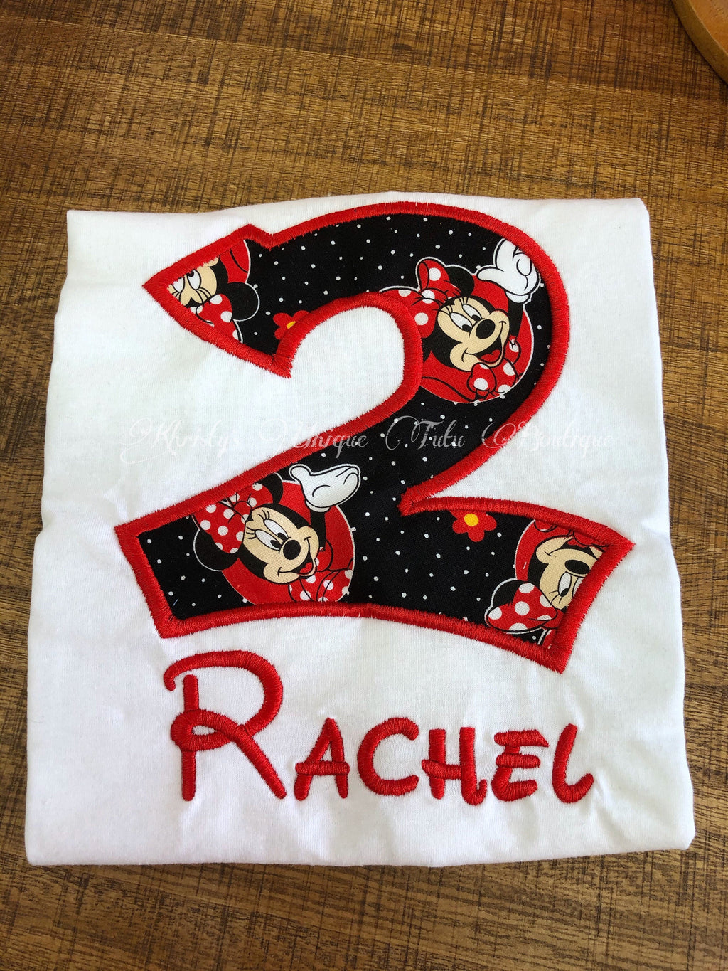 Minnie Mouse Birthday Shirt, Red and Black minnie shirt,1st 2nd Birthday shirt,custom embroidered birthday shirt