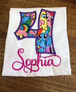 My Little Pony Birthday Shirt,My Little Pony birthday shirt Rainbow dash Pinkie Pie embroidered Personalized