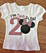Minnie Mouse 2nd Birthday Shirt - Im Twodles shirt - Pink Blush Minnie Birthday Shirt - Minnie Shirt - Blush polka dot minnie shirt