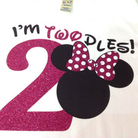 Minnie Mouse 2nd Birthday Shirt - Im Twodles shirt - Hot Pink Minnie Birthday Shirt - Minnie Shirt - Hot Pink Polka Dot shirt