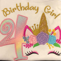 Camisa de cumpleaños de unicornio, camisa de unicornio para niñas, camisa de unicornio de flores, camisa de cumpleaños de unicornio floral, camisa de niña de cumpleaños