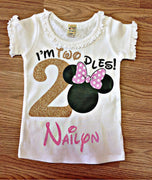 Minnie Mouse 2nd Birthday Shirt - Im Twodles shirt - Pink Gold Minnie Birthday Shirt - Minnie Shirt