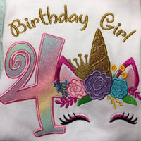 Camisa de cumpleaños de unicornio, camisa de unicornio para niñas, camisa de unicornio de flores, camisa de cumpleaños de unicornio floral, camisa de niña de cumpleaños