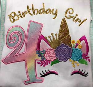 Unicorn Birthday Shirt, Unicorn Shirt for Girls, Flower Unicorn Shirt, Floral Unicorn Birthday Shirt,Birthday Girl Shirt
