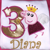 Camisa de cumpleaños de Peppa Pig, camisa de cumpleaños de niña de Peppa Pig, traje de cumpleaños de Peppa Pig, traje de hadas de Peppa Pig, fiesta de Peppa Pig, camisa personalizada