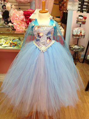 Vestido de tutú inspirado en Frozen, disfraz de princesa Elsa Anna, vestido de princesa Frozen para niños pequeños, vestido de niña de flores lavanda y azul
