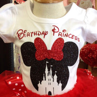 Red Minnie Mouse Tutu, traje de cumpleaños de Minnie Birthday Princess Castle, traje de cumpleaños de Disney Castle