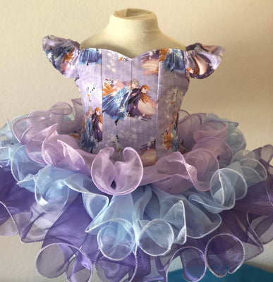 Vestido azul púrpura inspirado en FROZEN II, vestido de Elsa Anna, vestido congelado, vestido de princesa para niños pequeños, disfraz de princesa de Disney, vestido personalizado
