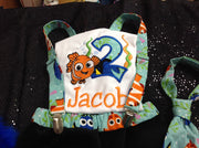 Finding Nemo Themed 6 piece Birthday Outfit, Baby Boys 1st - 2nd Birthday Outfit, Finding Nemo Birthday, Nemo birthday shirt