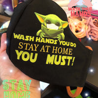 Washable Face mask, funny face masks, Adjustable Ear Straps, Baby Yoda Face mask, Cotton Face mask, wash hands mask