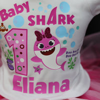 Baby Shark Tutu Outfit, Shark birthday outfit y Baby Shark outfit girl