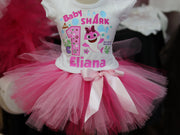 Baby Shark Tutu Outfit, Shark birthday outfit, Baby Shark outfit girl