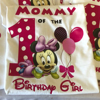 Camisas de cumpleaños de la familia Minnie Mouse, camisa de mamá de Minnie Mouse, camisa de papá de Minnie Mouse