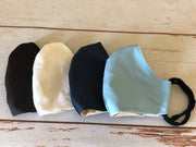 Washable Face mask, Quarantine mask, Cotton Face mask, Navy blue, black, light blue or white mask